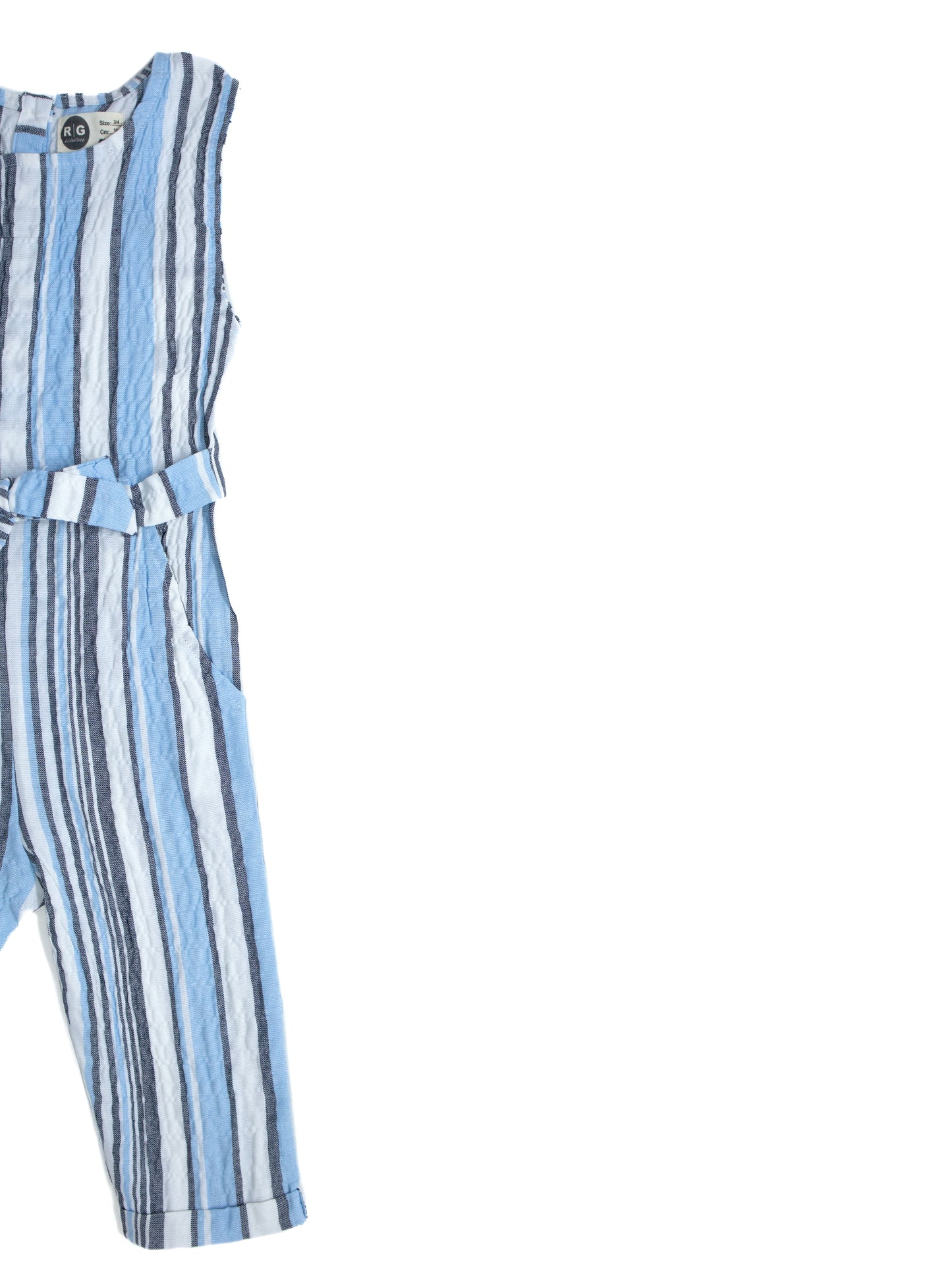 Children's 100% Linen Patterned Belted Jumpsuit