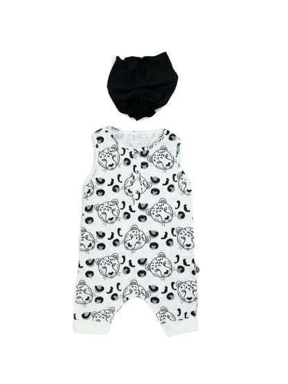 Baby Unisex 100% Cotton Tiger Printed Jumpsuit and Neck Collar