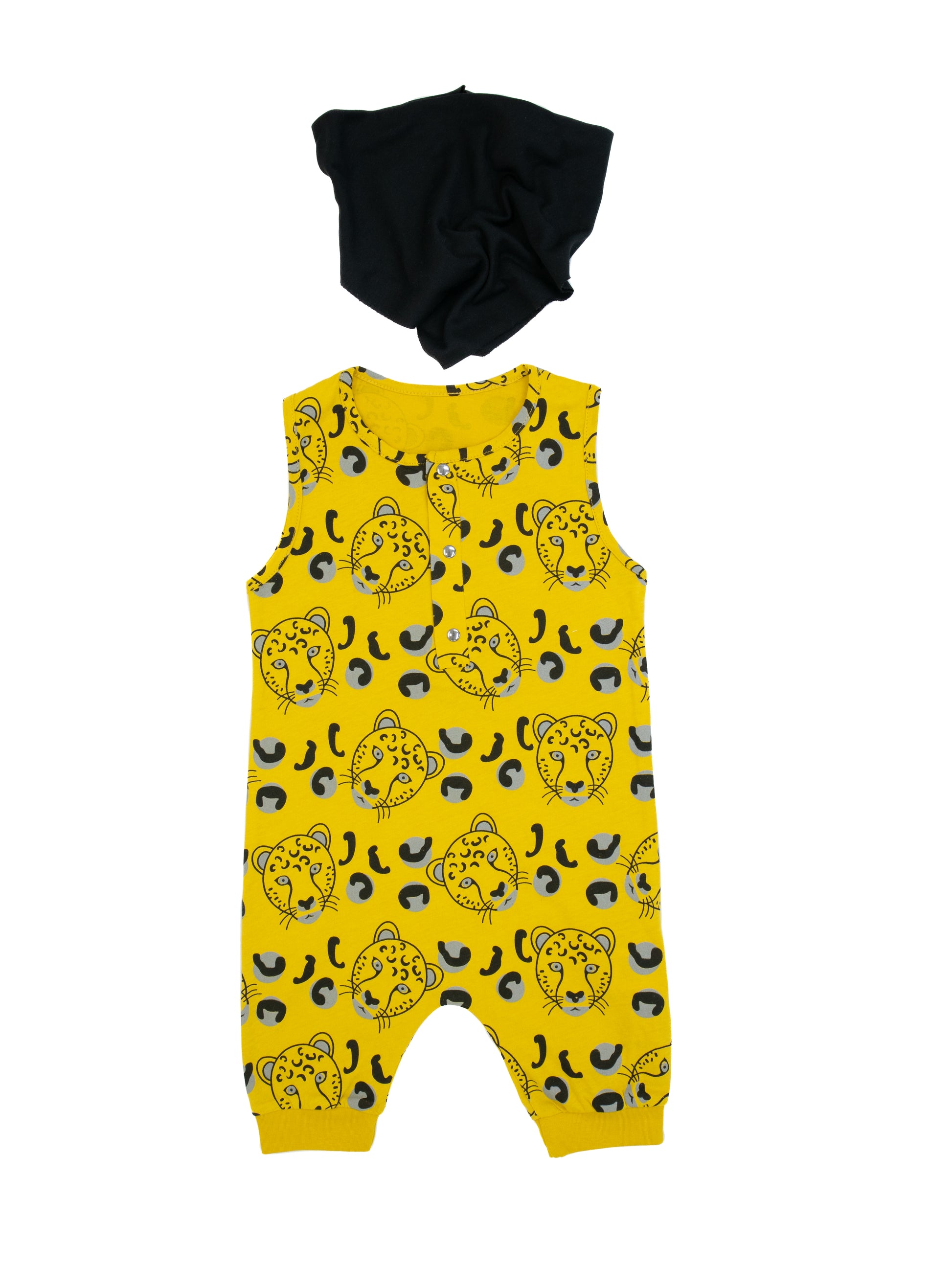Baby Unisex 100% Cotton Tiger Printed Jumpsuit and Neck Collar