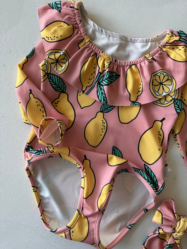 Kinder-Badeanzug mit Rüschenkragen, Langarm & Haarspange | 3–9 Jahre | RG Brand | RG1597