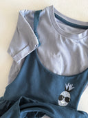 فستان وزرة الفتاة تي شيرت