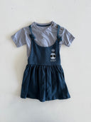 فستان وزرة الفتاة تي شيرت