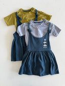 فستان وزرة الفتاة تي شيرت