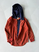Velvet Hooded Shirt - Inner T-shirt with Pockets and Buttons
