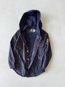 Velvet Hooded Shirt - Inner T-shirt with Pockets and Buttons