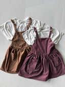 Kız Çocuk Kadife Salopet Elbise – Çift Cepli, Kışlık Günlük Tulum Elbise