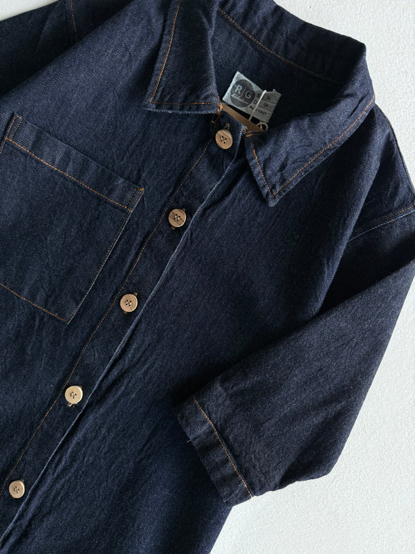 Girls' and Boys' Denim Jumpsuit | Ages 3–9 | Blue, Navy | Long-Sleeved with Pockets | RG Brand | RG1734