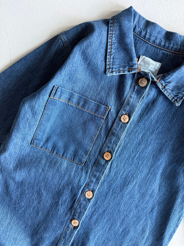 Girls' and Boys' Denim Jumpsuit | Ages 3–9 | Blue, Navy | Long-Sleeved with Pockets | RG Brand | RG1734
