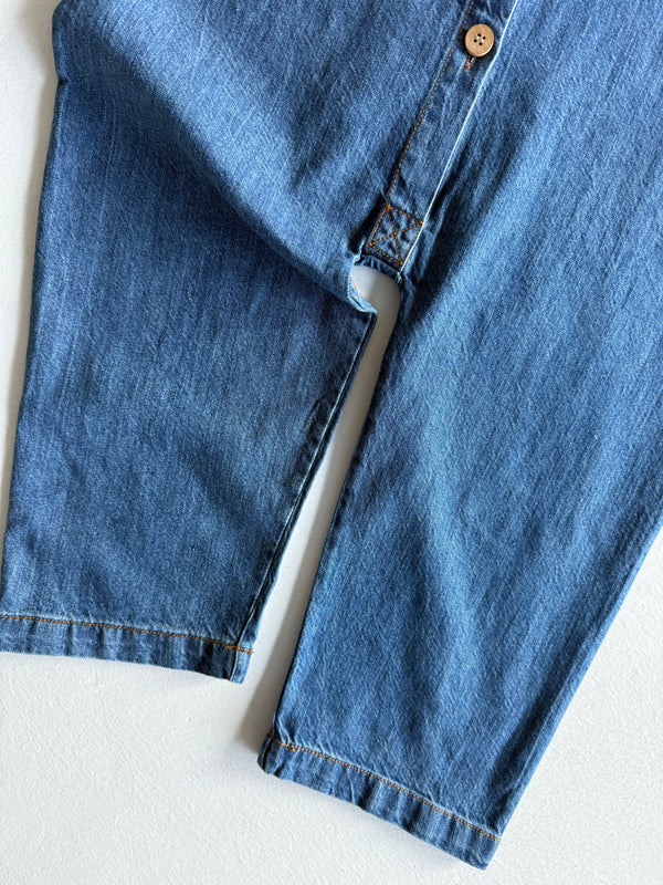 Girls' and Boys' Denim Jumpsuit | Ages 3–9 | Blue, Navy | Long-Sleeved with Pockets | RG Brand | RG1734