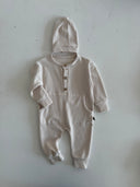 Half Button Natural Waffle Baby Romper and Beanie