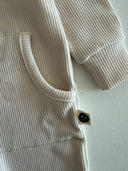 Half Button Natural Waffle Baby Romper and Beanie