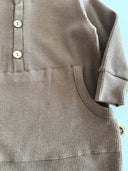 Half Button Natural Waffle Baby Romper and Beanie