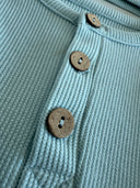 Half Button Natural Waffle Baby Romper and Beanie