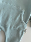 Half Button Natural Waffle Baby Romper and Beanie