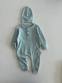 Half Button Natural Waffle Baby Romper and Beanie