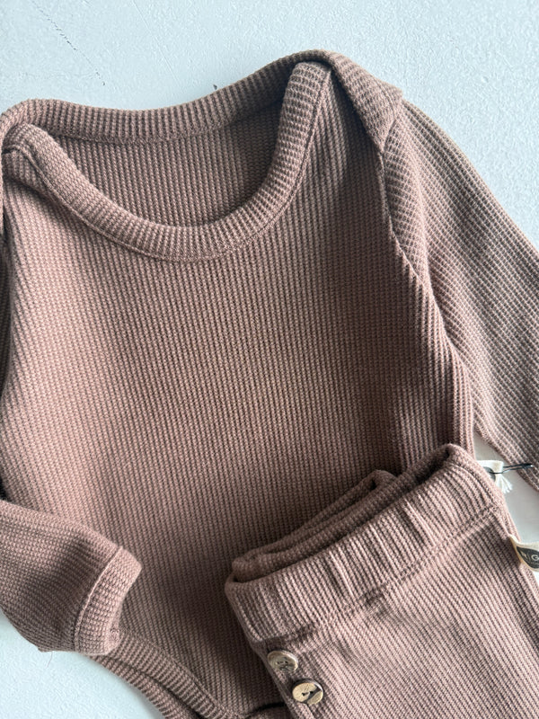 Baby Girl and Boy Natural Waffle Two-Piece Set | 6 Months – 3/4 Years | Soft Textured Baby Set | RG255