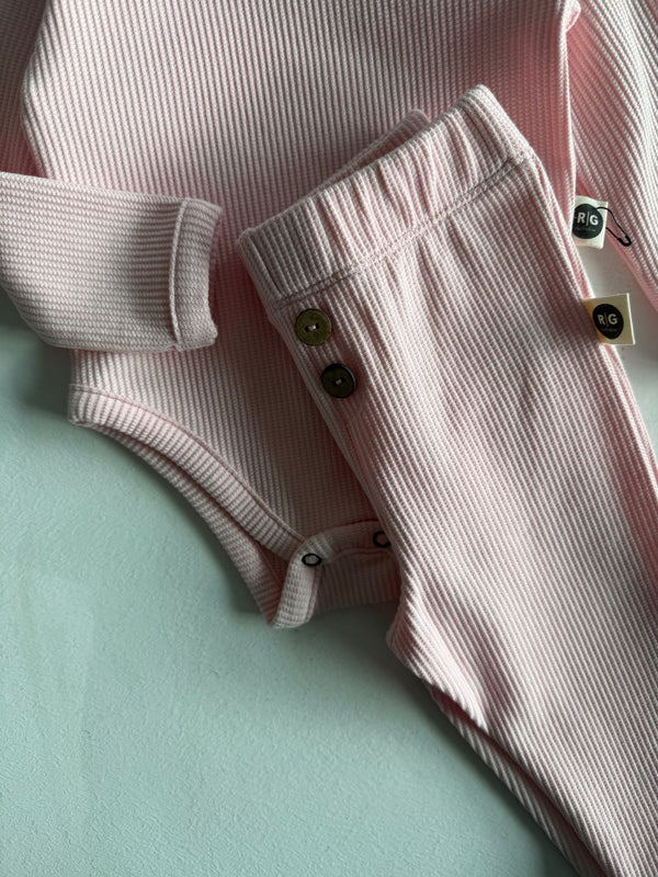 Baby Girl and Boy Natural Waffle Two-Piece Set | 6 Months – 3/4 Years | Soft Textured Baby Set | RG255