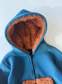 3-fädiger Baby-Strampler mit Kapuze und Reißverschluss