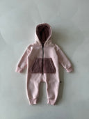 3-fädiger Baby-Strampler mit Kapuze und Reißverschluss