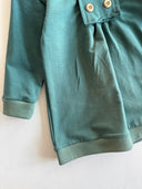 طقم فستان بأزرار أمامية ومطوي - رباط شعر مكون من قطعتين