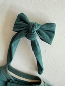 طقم فستان بأزرار أمامية ومطوي - رباط شعر مكون من قطعتين