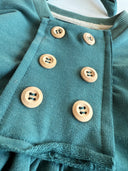 طقم فستان بأزرار أمامية ومطوي - رباط شعر مكون من قطعتين