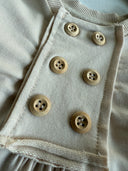 طقم فستان بأزرار أمامية ومطوي - رباط شعر مكون من قطعتين