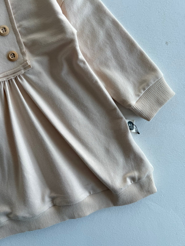 100% Natural Cotton Baby Button-Front Pleated Dress & Headband 2-Piece Set | Baby Girl | RG306