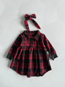 فستان حطاب بأزرار للأطفال وعصابة رأس