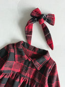 فستان حطاب بأزرار للأطفال وعصابة رأس