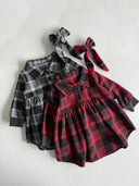 فستان حطاب بأزرار للأطفال وعصابة رأس