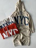 Genç Önü Baskılı Kapüşonlu Arkası Yırtmaçlı Sweat Elbise