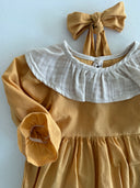 Платье из хлопка с рюшами для девочки – комплект с длинными рукавами и повязкой для волос