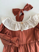 Платье из хлопка с рюшами для девочки – комплект с длинными рукавами и повязкой для волос