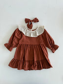 Платье из хлопка с рюшами для девочки – комплект с длинными рукавами и повязкой для волос