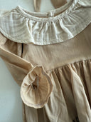 Платье из хлопка с рюшами для девочки – комплект с длинными рукавами и повязкой для волос