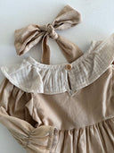 Платье из хлопка с рюшами для девочки – комплект с длинными рукавами и повязкой для волос