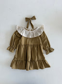 Платье из хлопка с рюшами для девочки – комплект с длинными рукавами и повязкой для волос