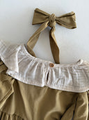 Платье из хлопка с рюшами для девочки – комплект с длинными рукавами и повязкой для волос