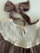 Винтажное платье из муслина для девочки | Комплект из двух предметов с повязкой на голову