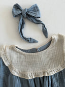 Винтажное платье из муслина для девочки | Комплект из двух предметов с повязкой на голову