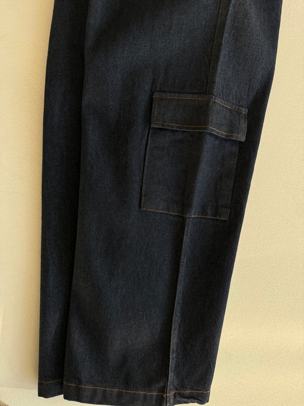 Genç Kot Pantolon | 9–15 Yaş | Mavi, Lacivert | Lastikli Bel, Bağcıklı ve Kargo Cepli | RG Brand | RG3715