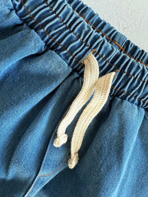 Genç Kot Pantolon | 9–15 Yaş | Mavi, Lacivert | Lastikli Bel, Bağcıklı ve Kargo Cepli | RG Brand | RG3715