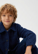 Çocuk Düğme Detaylı Cepli Ceket Kız & Erkek 3–9 Yaş | Pudra, Lacivert | RG1442