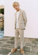 Çocuk 3’lü Keten Takım Elbise Ceket + T-shirt + Pantolon | Doğal Kumaş, Şık ve Rahat Kombin|RG1465