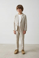 Çocuk 3’lü Keten Takım Elbise Ceket + T-shirt + Pantolon | Doğal Kumaş, Şık ve Rahat Kombin|RG1465