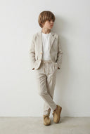Çocuk 3’lü Keten Takım Elbise Ceket + T-shirt + Pantolon | Doğal Kumaş, Şık ve Rahat Kombin|RG1465