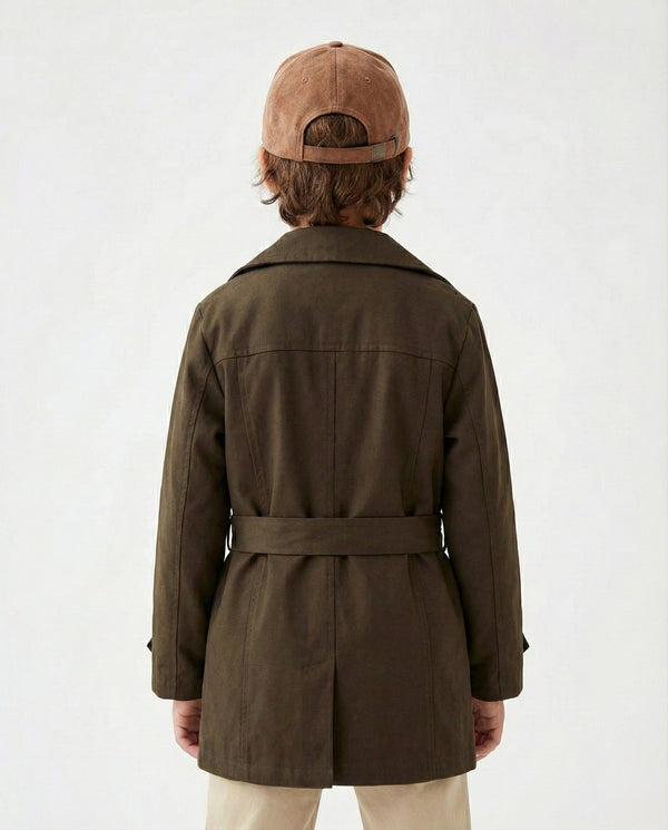Kinder-Trenchcoat | 3–9 Jahre | Khaki & Beige | Mit Gürtel, für die Übergangszeit | Für Mädchen & Jungen | RG1502