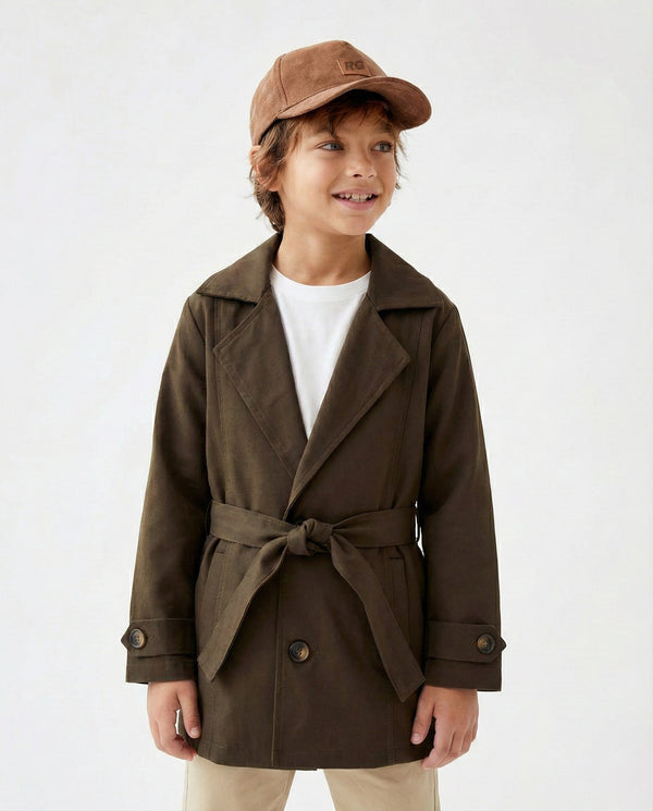 Kinder-Trenchcoat | 3–9 Jahre | Khaki & Beige | Mit Gürtel, für die Übergangszeit | Für Mädchen & Jungen | RG1502