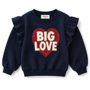 Kız Çocuk Big Love Baskılı Fırfır Detaylı 3 İplik hafif sardonlu Sweatshirt – 3-9 Yaş k diagonel şardonlu  | 3–9 Yaş | RG Brand |
